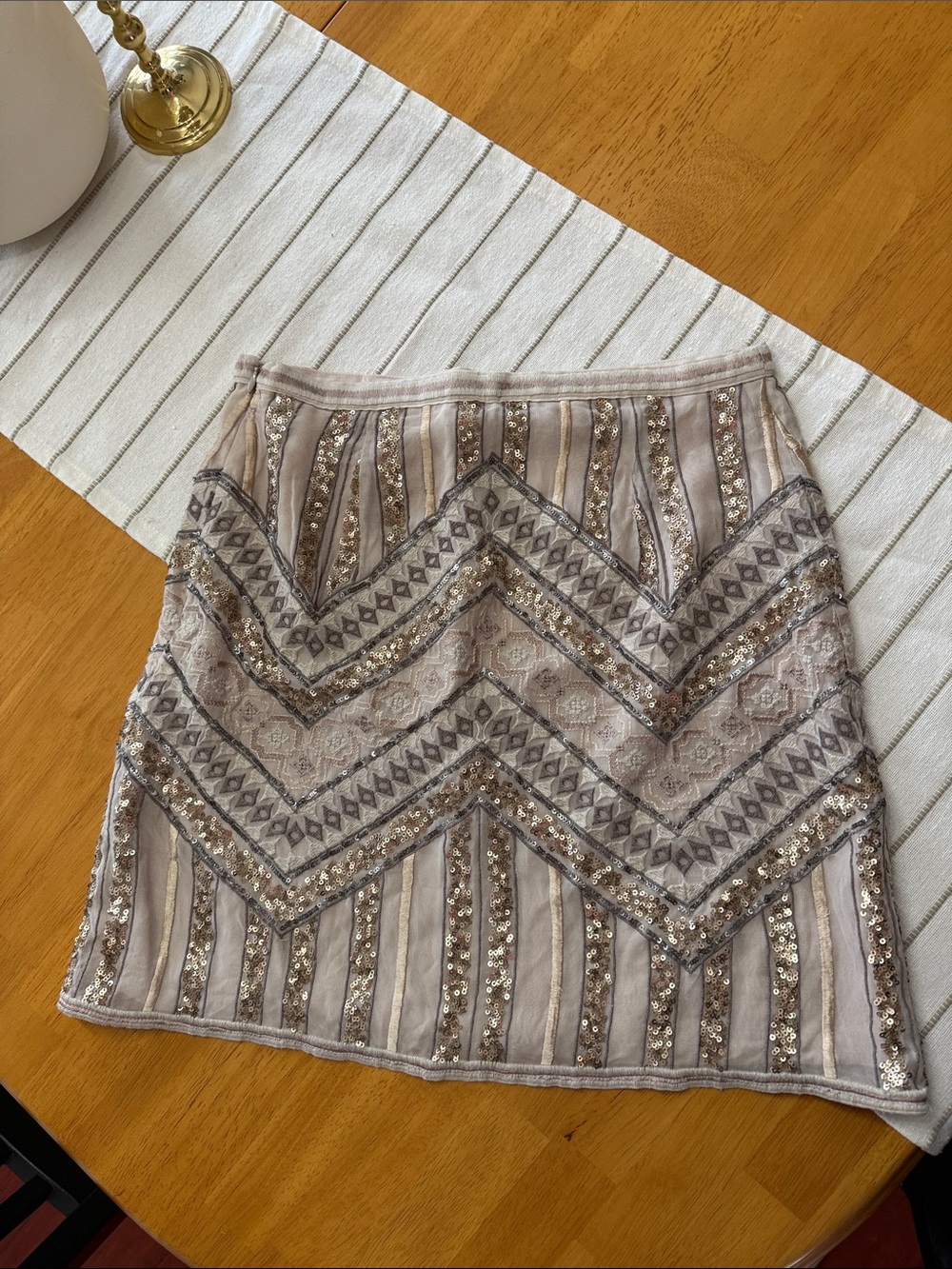 Anthropologie Darla Sequin Chevron Mini Skirt